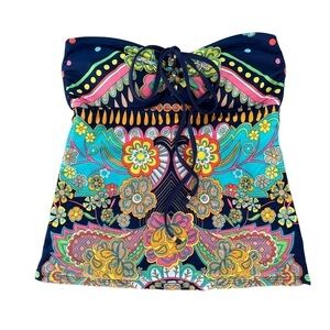 Nanette Lepore Floral Keyhole Front Tankini Swim Top Size Medium